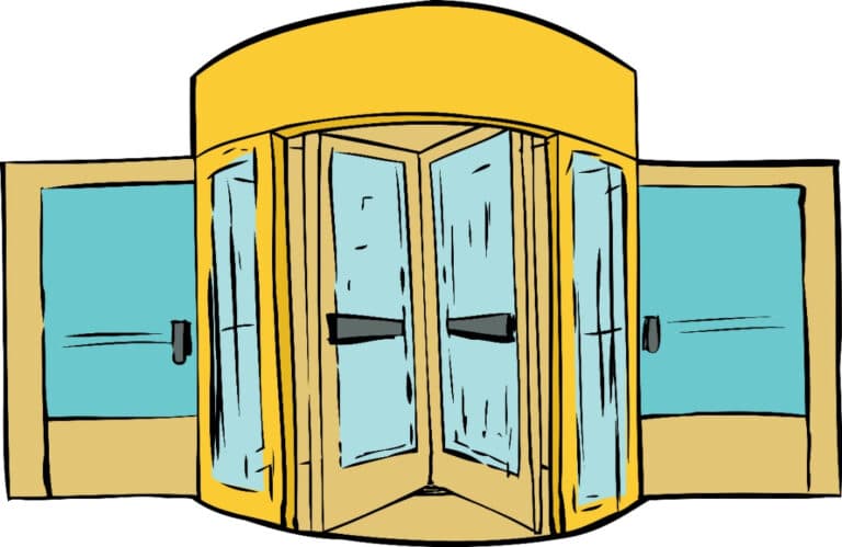 Illustration of a revolving door.